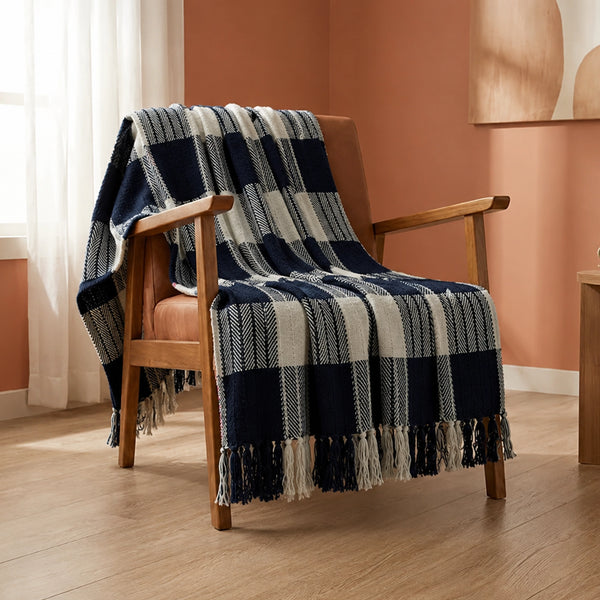 Breton Blue Harlequin - Plaid Woven Throw