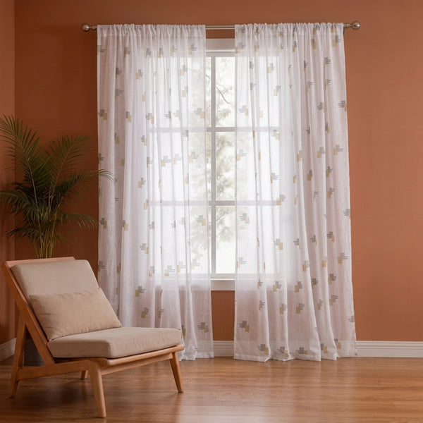 Imprimer Modern Mosaic - Sheer Curtain Rod Pocket