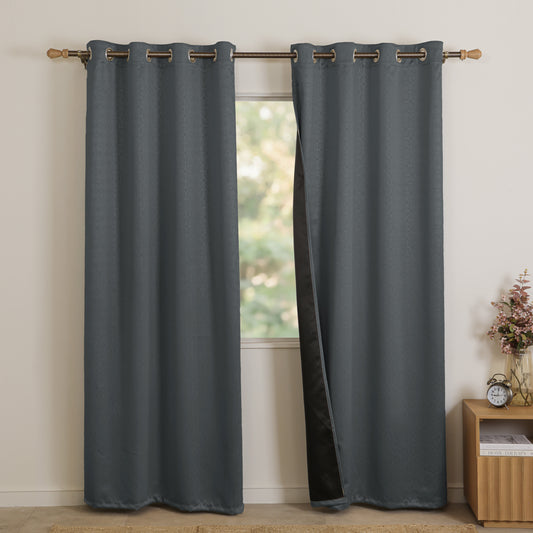 Grey Solid Eyelet CurtainGrey Solid Eyelet Curtain