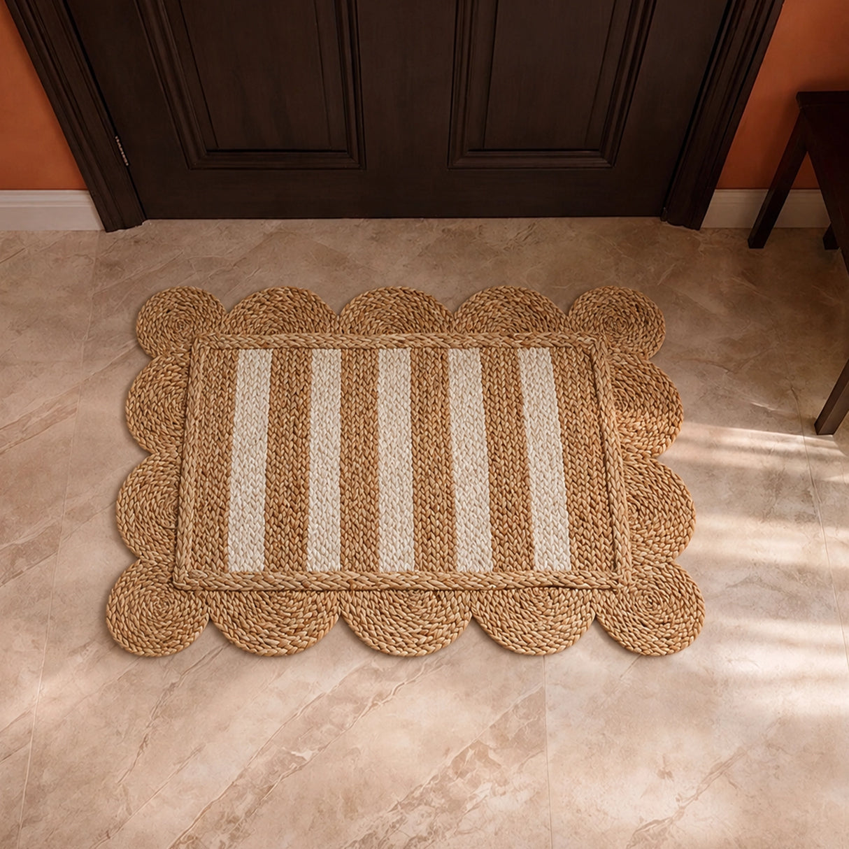 Scalloped Stripe Jute Area Rug - Rectangular
