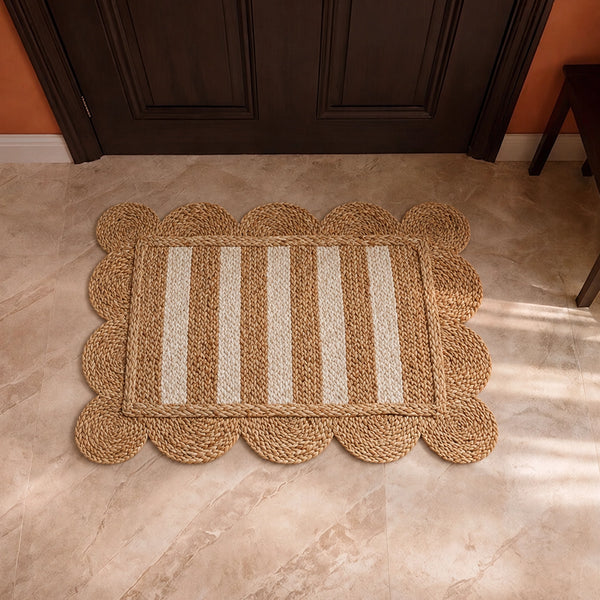 Scalloped Stripe Jute Area Rug - Rectangular