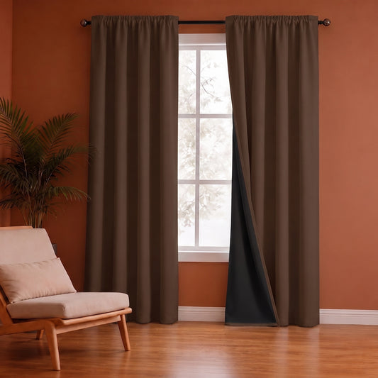 Fort Essential Abstract - Rod Pocket Black Backing Blackout Curtain (Brown)Fort Essential Abstract - Rod Pocket Black Backing Blackout Curtain (Brown)