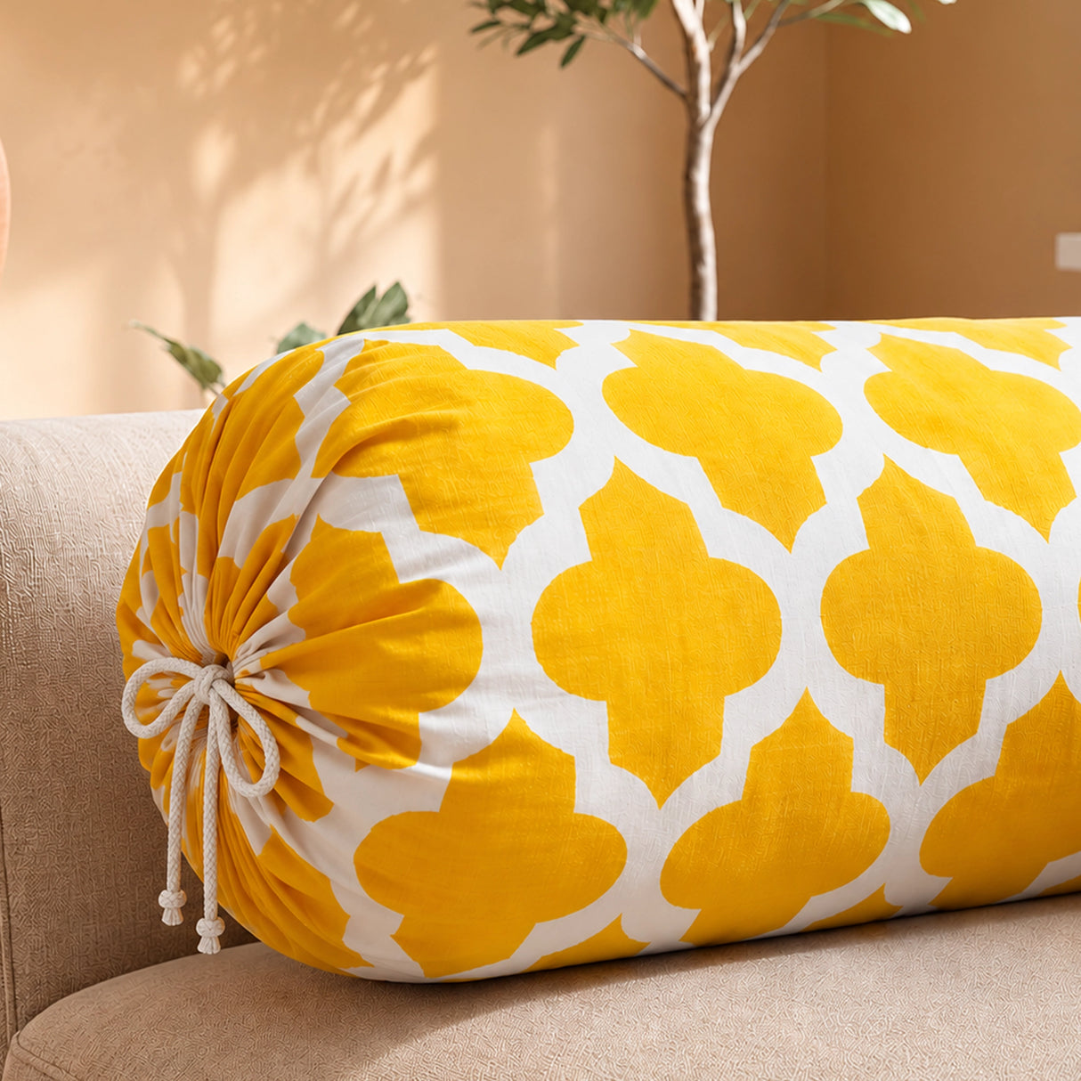 Imprimer Quatrefoil - Printed Bolster Cover (Yellow)