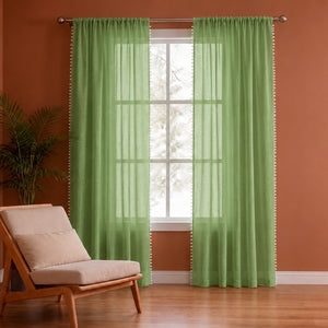 Fort Handpicked Breeze - Rod Pocket Mint Green Sheer Curtain