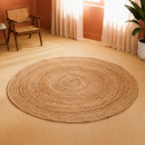 Solid Braided Jute Area Rug - Round