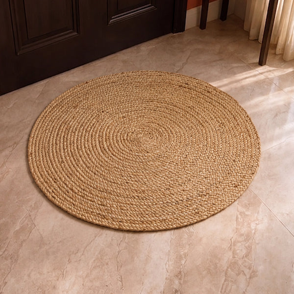 Solid Braided Jute Area Rug - Round