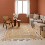Scalloped Border Jute Area Rug - Rectangular