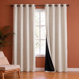 Fort Essential Abstract - Eyelet Black Backing Blackout Curtain (Off White)