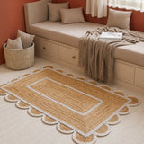 Scalloped Border Jute Area Rug - Rectangular
