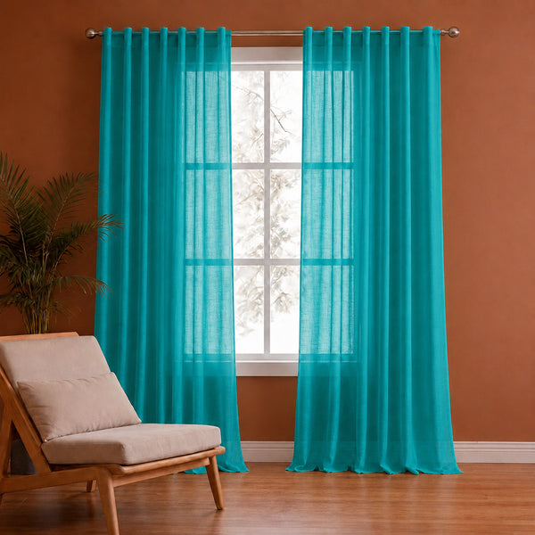 Fort Absolute - Back Tab Solid Sheer Curtain (Blue)