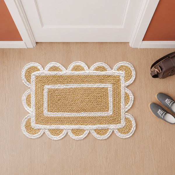 Scalloped Border Jute Area Rug - Rectangular