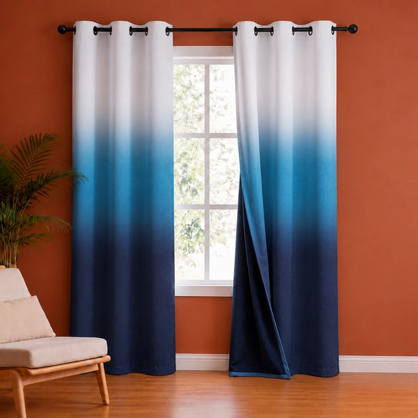 Blackout Ombre Curtain (Blue & Black)