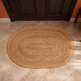 Solid Braided Jute Area Rug - Oval