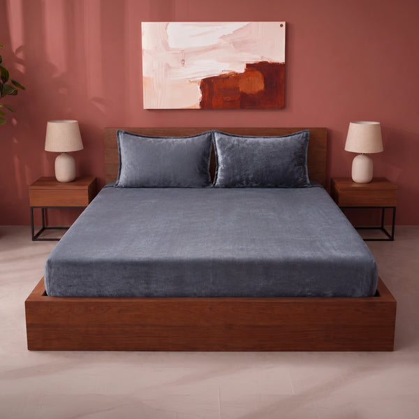 Homemonde Lightweight - Fleece Fitted Bedsheet (Grey)