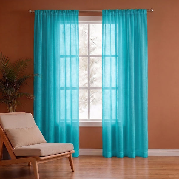 Fort Absolute - Rod Pocket Blue Sheer Curtain