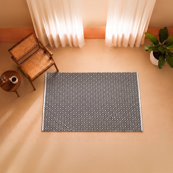Tessitura Confetti - Diamond Cotton Rug (Grey & White)