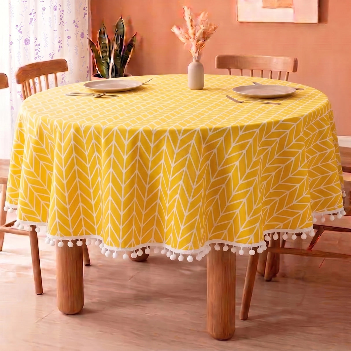 Cotton Quatrefoil Printed Dining Table Cover