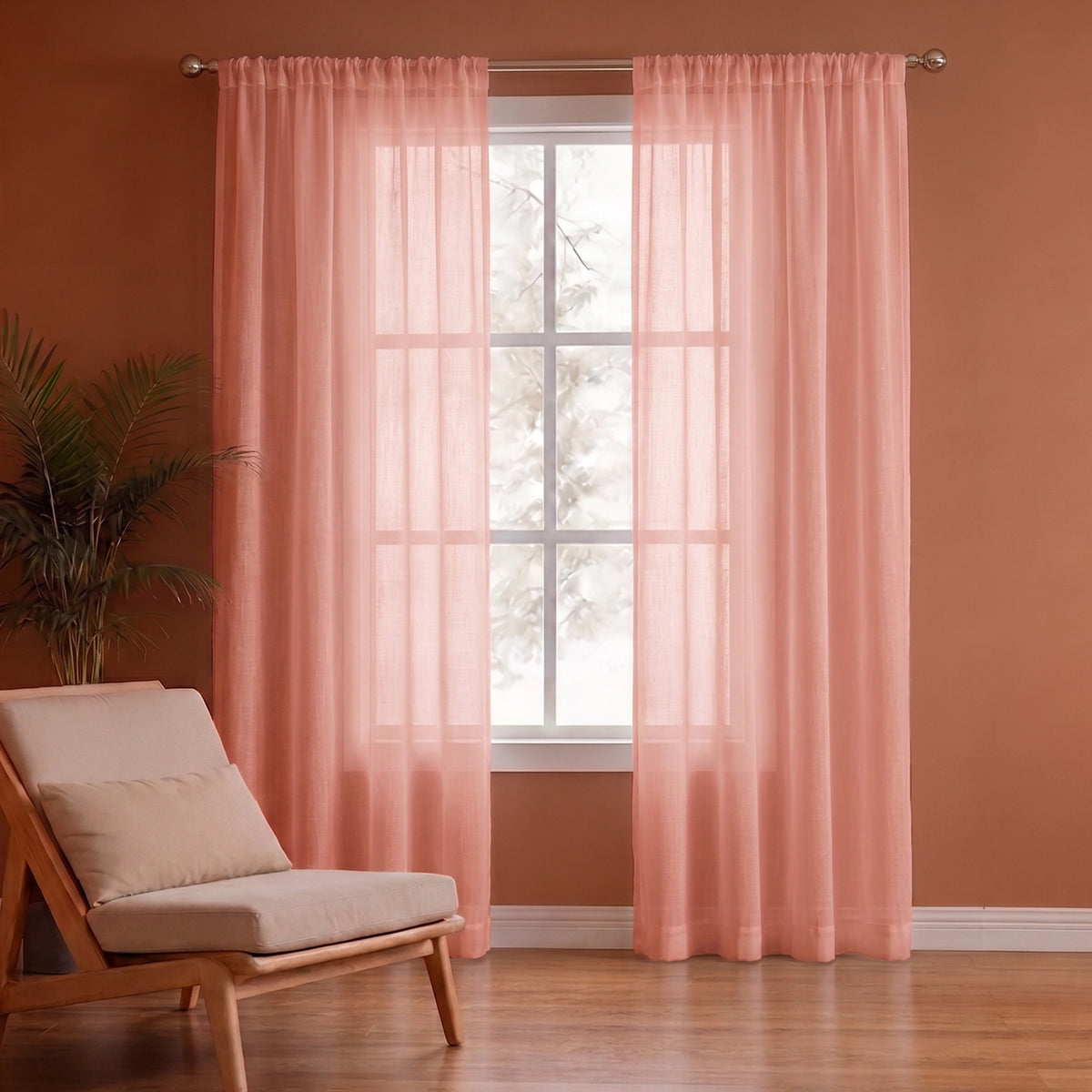 Fort Absolute - Rod Pocket Peach Sheer Curtain
