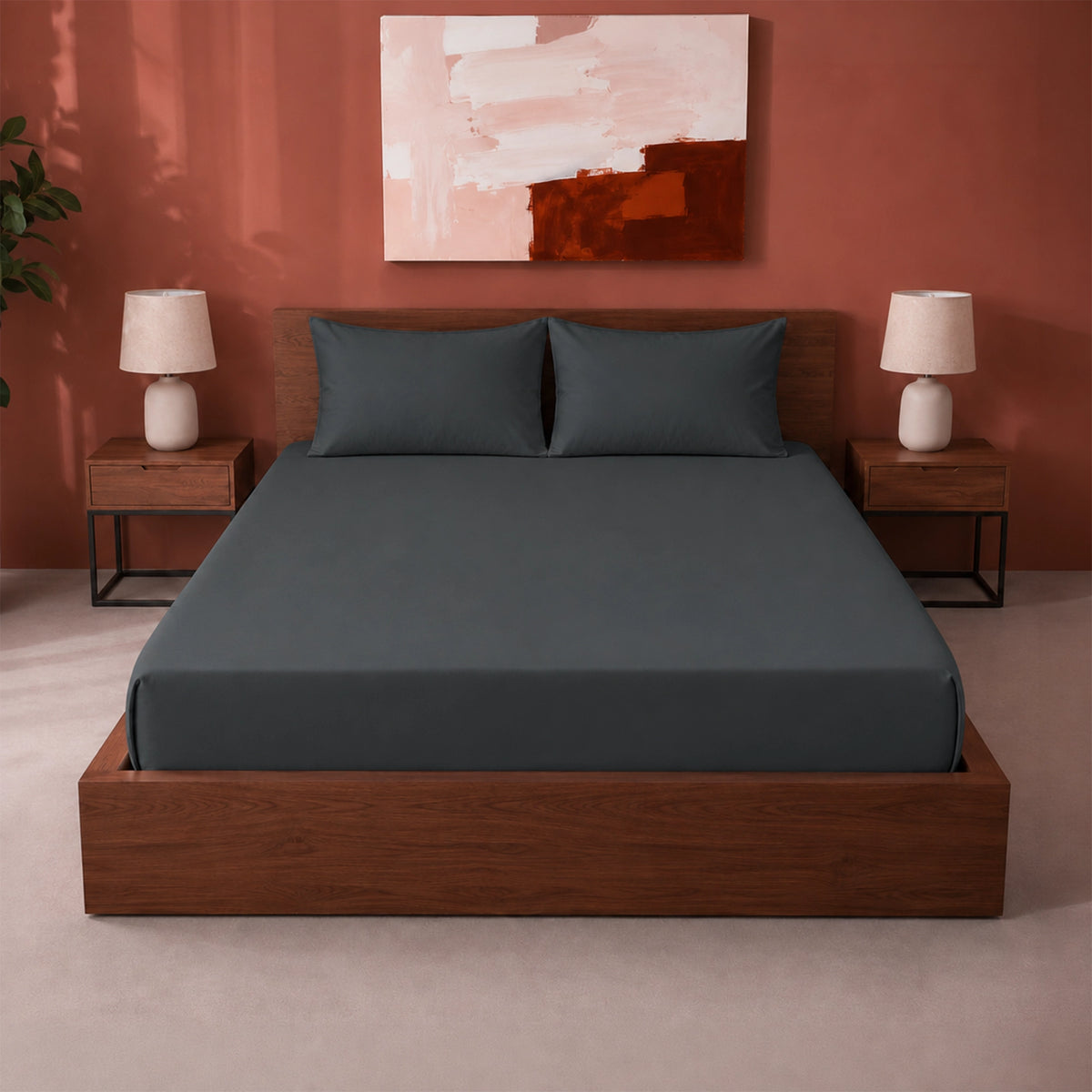 Fort Sublime - Solid Fitted Bedsheet (Dark Grey)