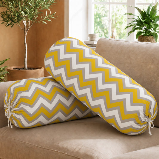 Imprimer Chevron - Printed Bolster Cover (Yellow)Imprimer Chevron - Printed Bolster Cover (Yellow)