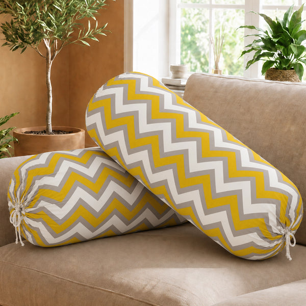 Imprimer Chevron - Printed Bolster Cover (Yellow)