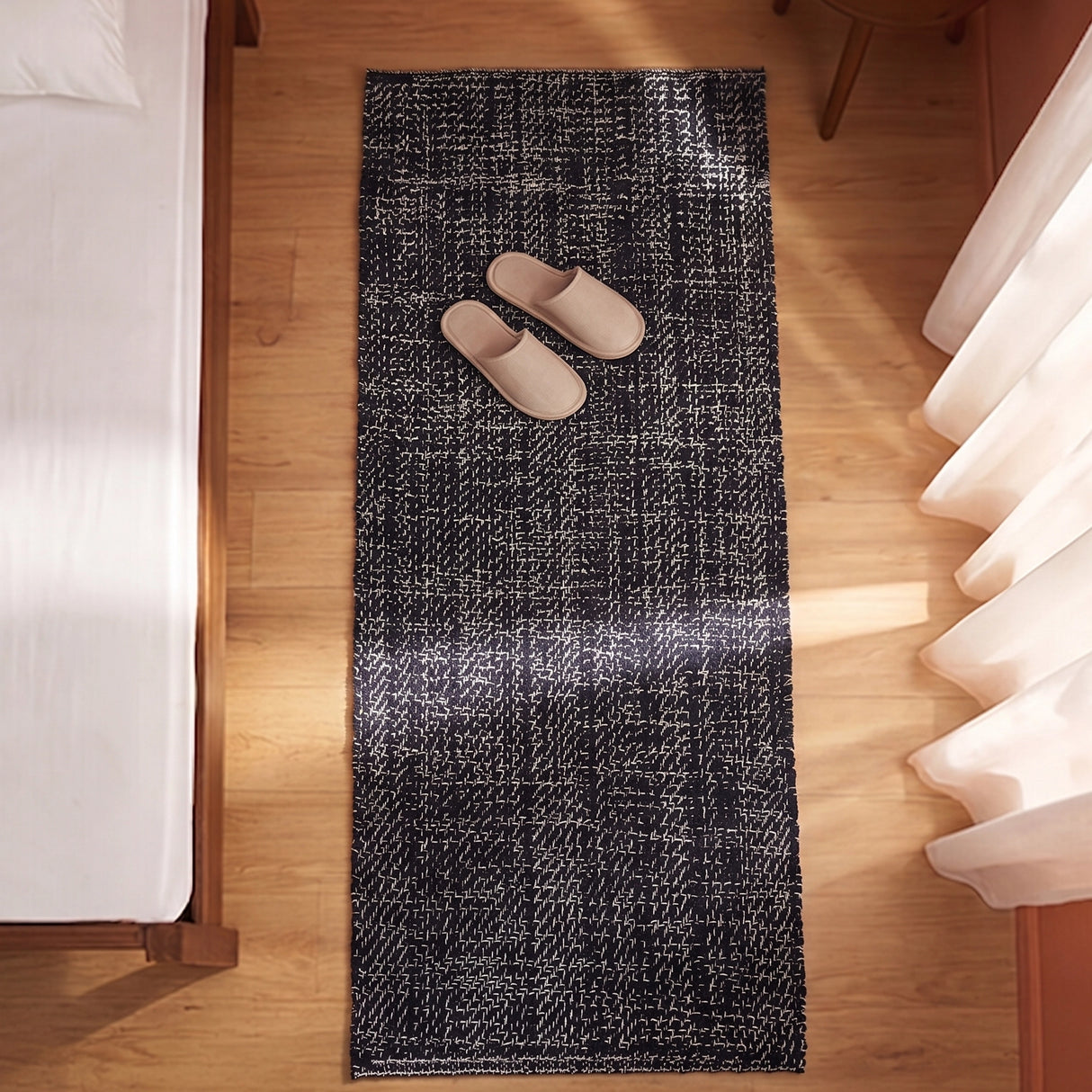Tessitura Chromatic - Herringbone Cotton Rug (Black)