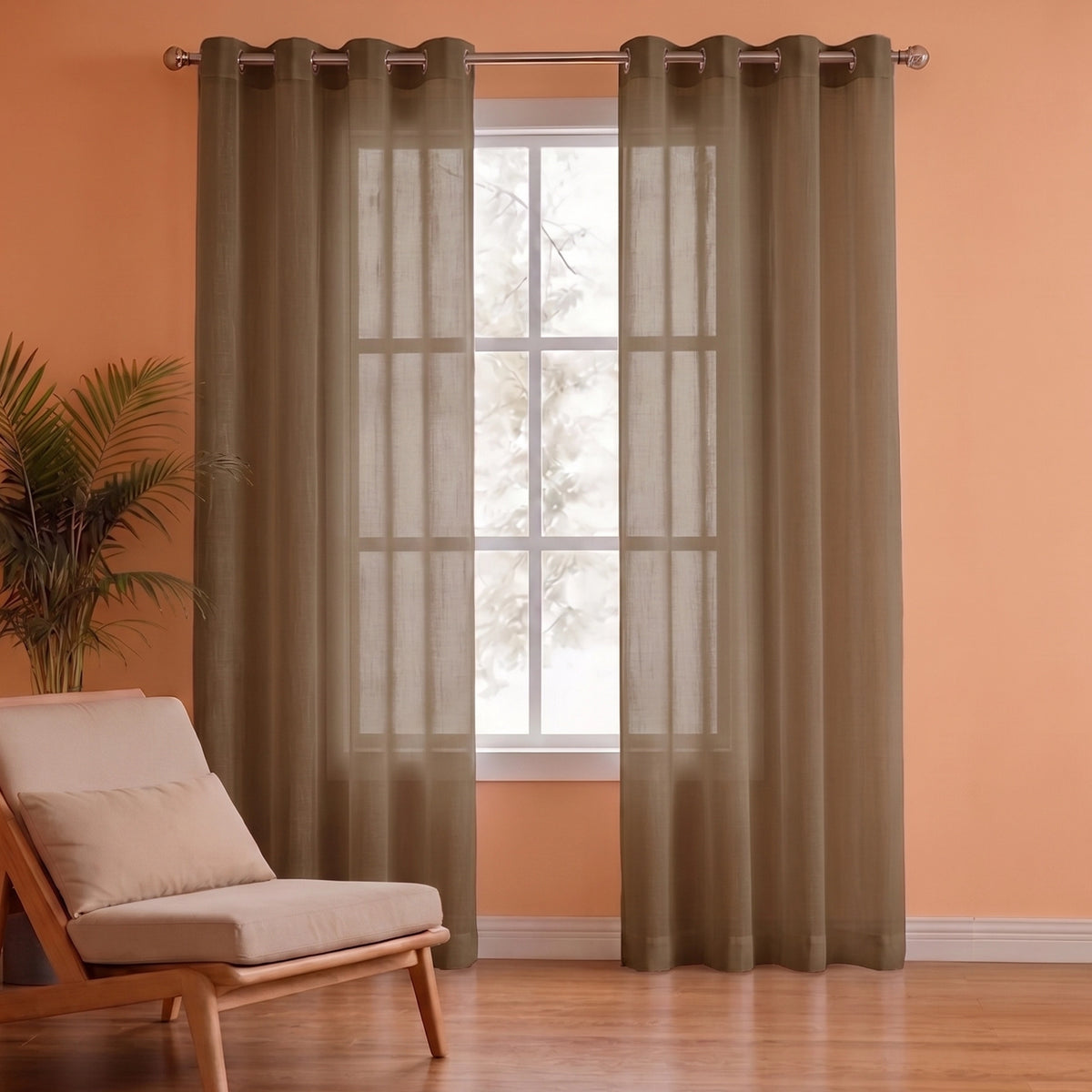 Fort Absolute - Eyelet Dark Brown Sheer Curtain