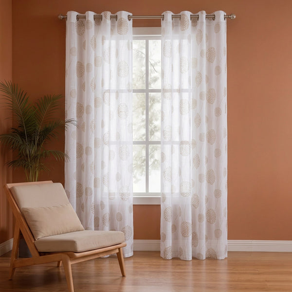 Imprimer Gold Dandelions - Eyelet Printed Sheer Curtain