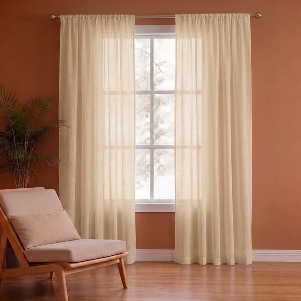 Fort Absolute - Rod Pocket Beige Sheer Curtain