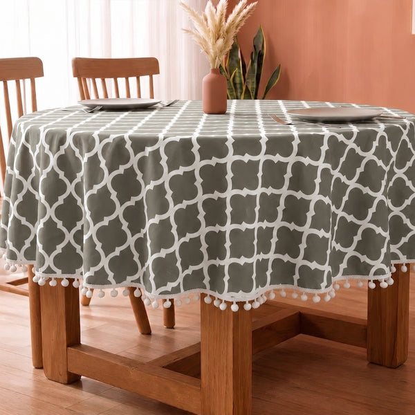 Cotton Quatrefoil Printed Dining Table Cover