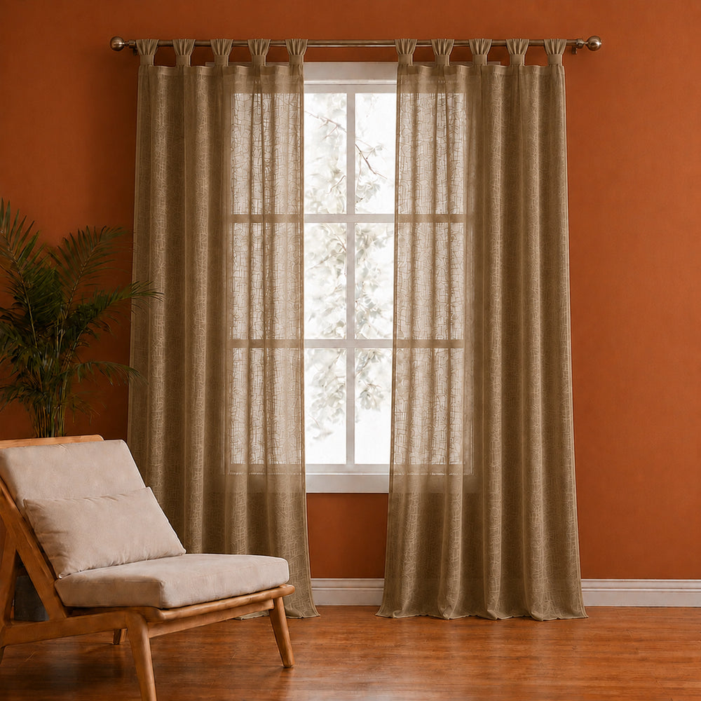 Fort Absolute - Twist Tab Top Sheer Curtain (Dark Brown)