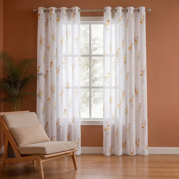 Opulent Bloom Printed Eyelet Sheer Curtain