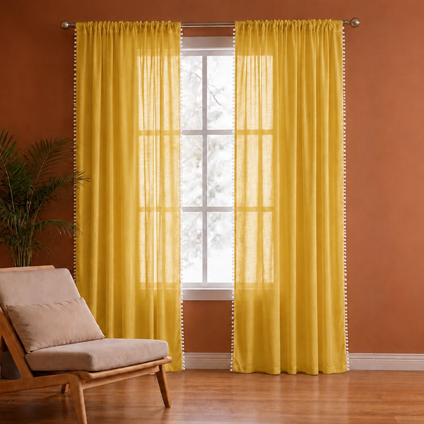 Fort Handpicked Breeze - Rod Pocket Yellow Sheer Curtain