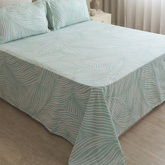 Mint Green Feather - Bedsheet (Green & White)Mint Green Feather - Bedsheet (Green & White)