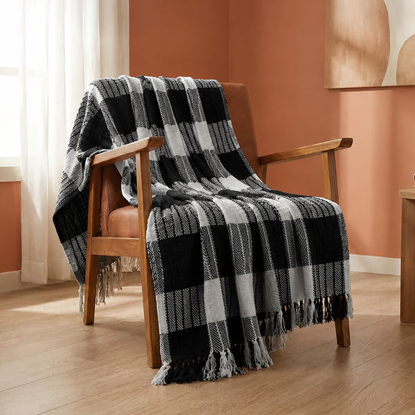 Breton Black Harlequin - Plaid Woven Throw