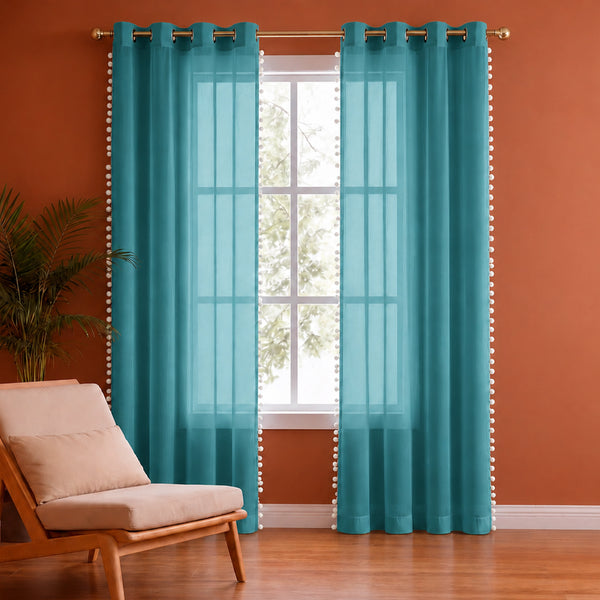Fort Handpicked Breeze - Blue Sheer Curtain