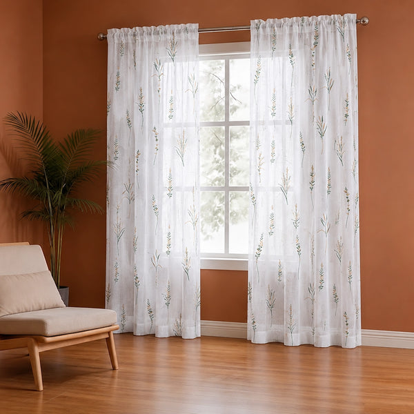 Imprimer Leafscape - Printed Rod Pocket Sheer Curtain