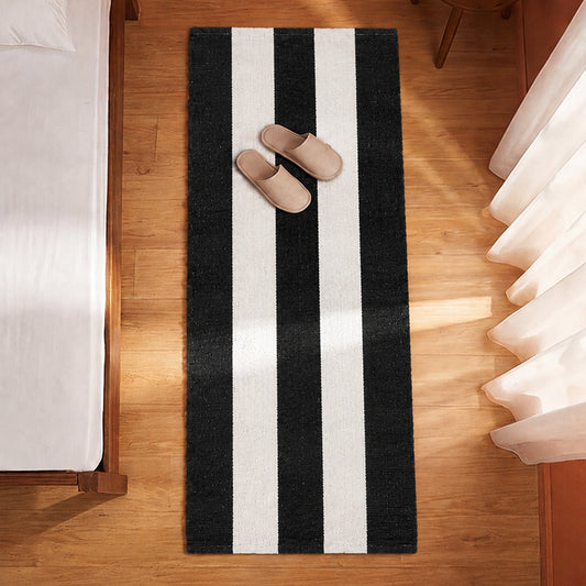 Breton Shadowplay - Plaid Rug (Black & White Stripe)Breton Shadowplay - Plaid Rug (Black & White Stripe)