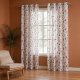 White Floral Velora Wines Eyelet Printed Sheer Curtain
