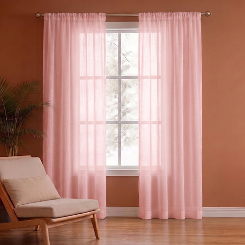 Fort Absolute - Rod Pocket Pink Sheer Curtain