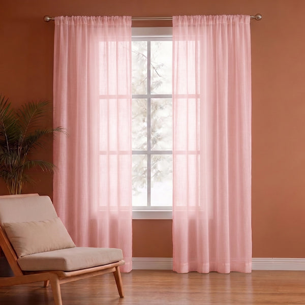 Fort Absolute - Rod Pocket Pink Sheer Curtain