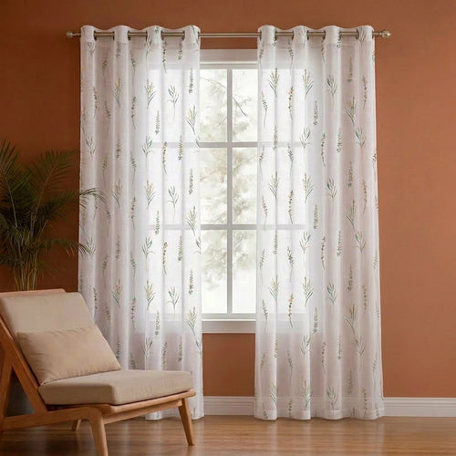 Imprimer Leafscape - Printed Eyelet Sheer Curtain