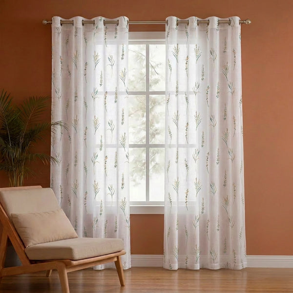 Imprimer Leafscape - Printed Eyelet Sheer Curtain