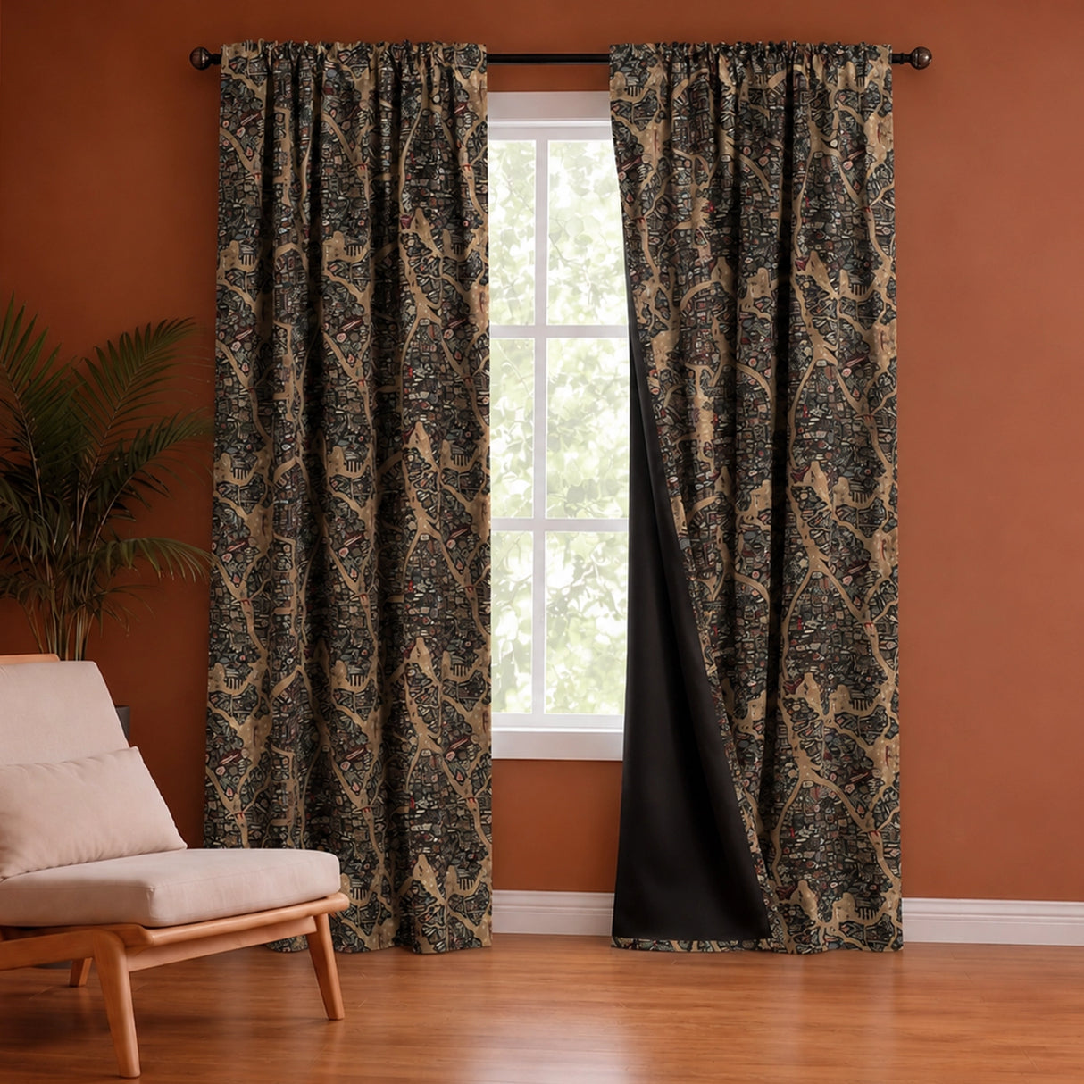 Imprimer River Village - Rod Pocket DP Curtain