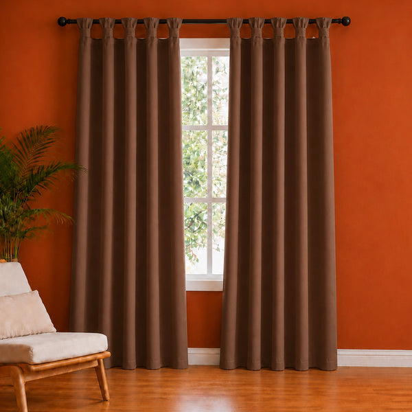 Fort Essential - Twist Tap Top Solid Blackout Curtain (Brown)