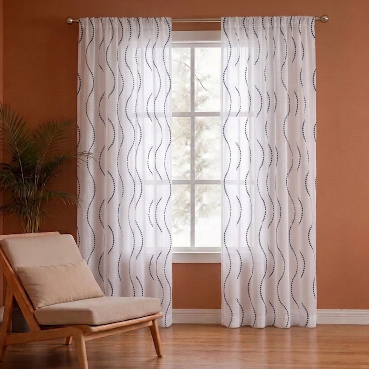 Imprimer Wavy Rhythm - Sheer Curtain Rod Pocket