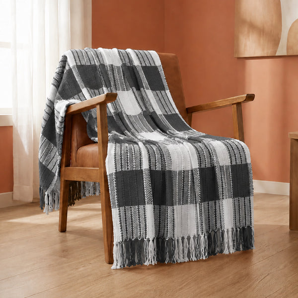 Breton Grey Harlequin - Plaid Woven Throw