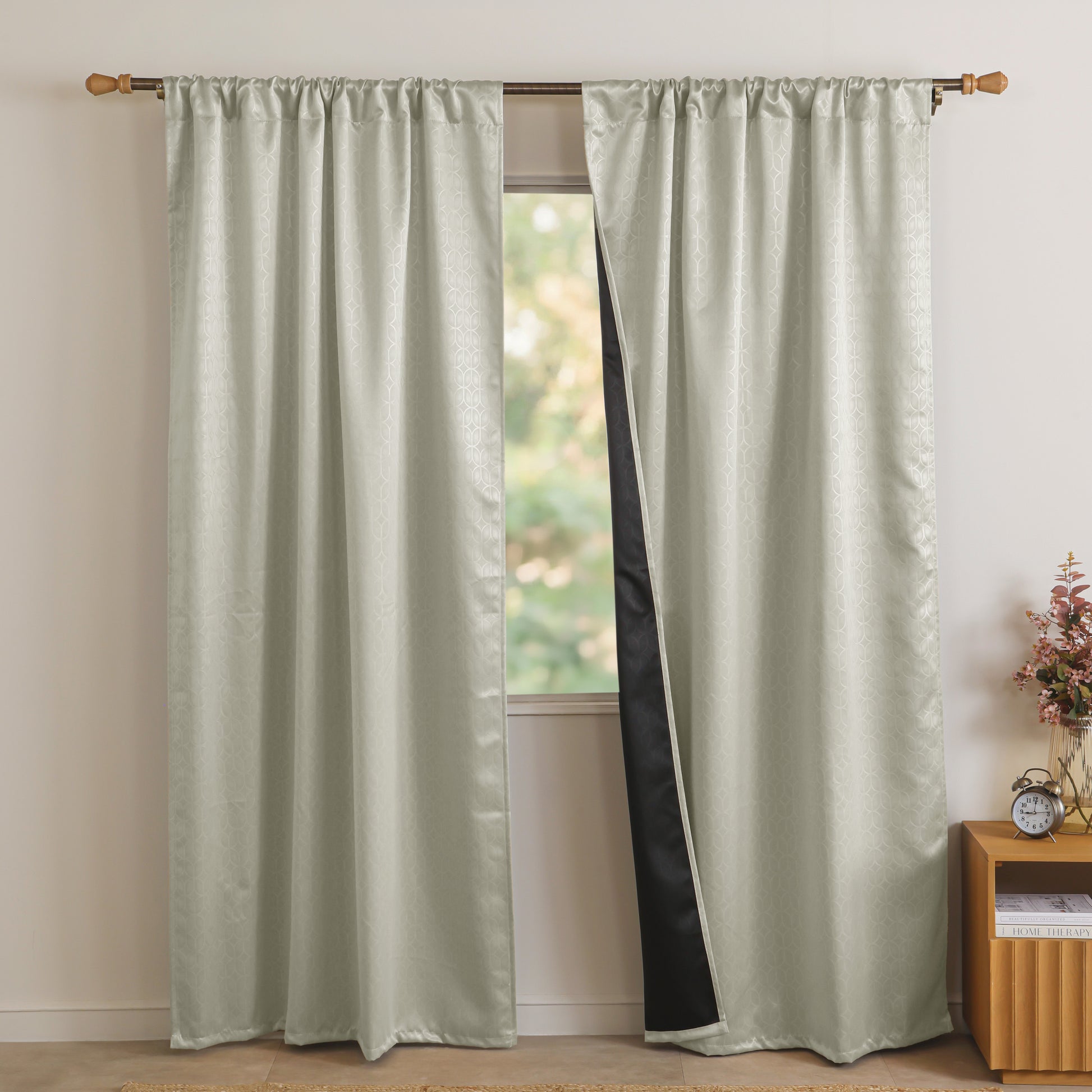 Off White Rod Pocket Solid Curtain