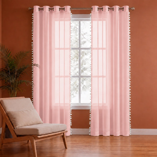 Fort Handpicked Breeze - Pink Sheer Curtain