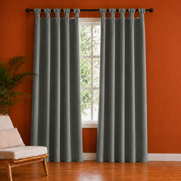 Fort Essential - Twist Tap Top Solid Blackout Curtain (Grey)